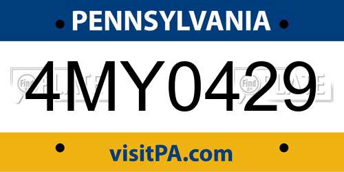 4MY0429 Pennsylvania License Plate