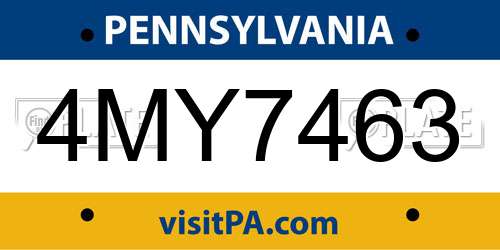 4MY7463 Pennsylvania License Plate