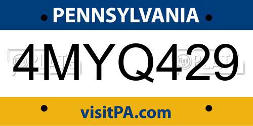 4MYQ429 Pennsylvania License Plate