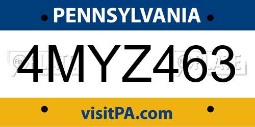 4MYZ463 Pennsylvania License Plate