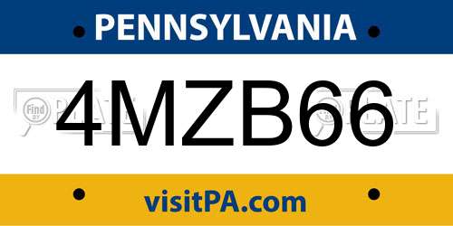 4MZB66 Pennsylvania License Plate