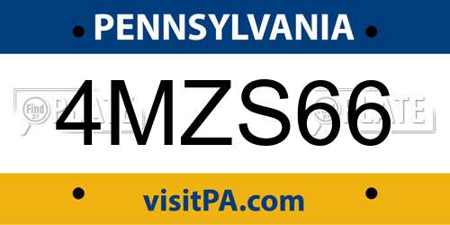 4MZS66 Pennsylvania License Plate