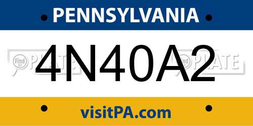 4N40A2 Pennsylvania License Plate