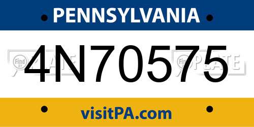 4N70575 Pennsylvania License Plate