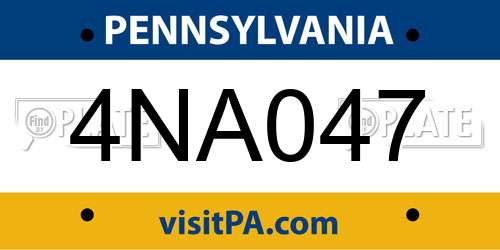 4NA047 Pennsylvania License Plate