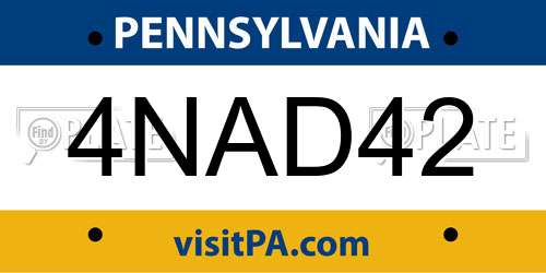 4NAD42 Pennsylvania License Plate