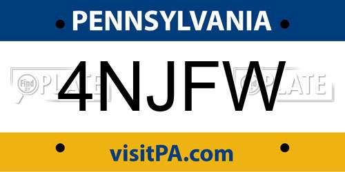 4NJFW Pennsylvania License Plate