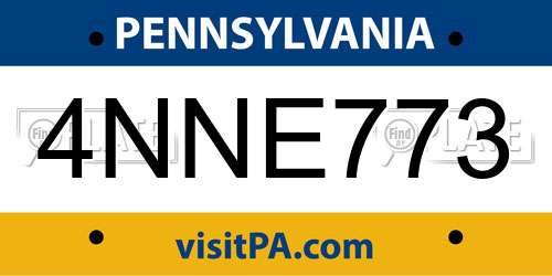 4NNE773 Pennsylvania License Plate