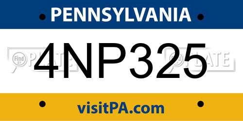 4NP325 Pennsylvania License Plate