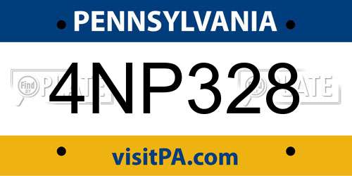 4NP328 Pennsylvania License Plate