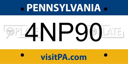 4NP90 Pennsylvania License Plate