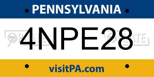 4NPE28 Pennsylvania License Plate