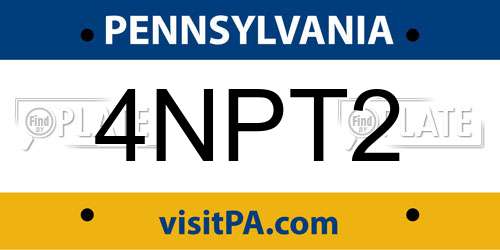 4NPT2 Pennsylvania License Plate