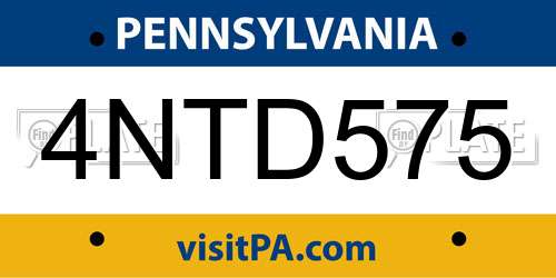 4NTD575 Pennsylvania License Plate