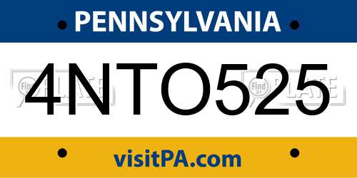 4NTO525 Pennsylvania License Plate