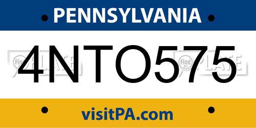 4NTO575 Pennsylvania License Plate