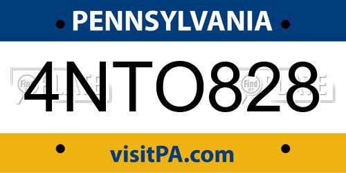 4NTO828 Pennsylvania License Plate
