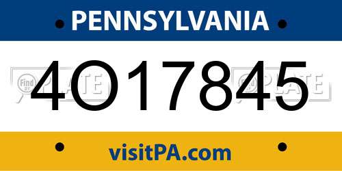 4O17845 Pennsylvania License Plate