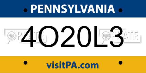 4O20L3 Pennsylvania License Plate