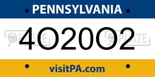 4O20O2 Pennsylvania License Plate