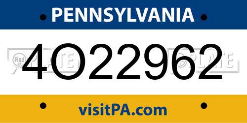 4O22962 Pennsylvania License Plate
