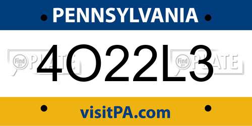 4O22L3 Pennsylvania License Plate