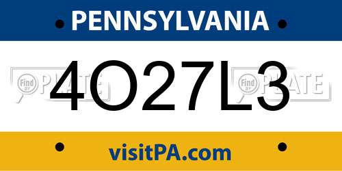 4O27L3 Pennsylvania License Plate