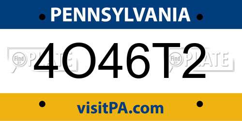 4O46T2 Pennsylvania License Plate