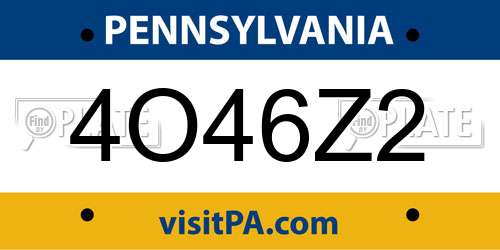 4O46Z2 Pennsylvania License Plate