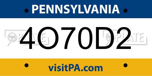 4O70D2 Pennsylvania License Plate