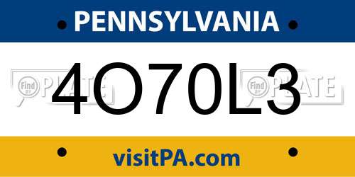 4O70L3 Pennsylvania License Plate