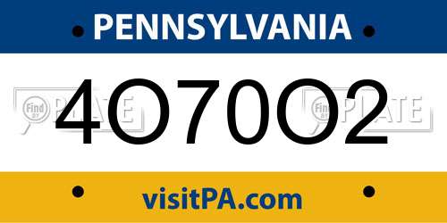 4O70O2 Pennsylvania License Plate