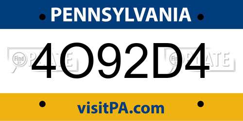 4O92D4 Pennsylvania License Plate