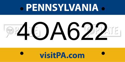 4OA622 Pennsylvania License Plate