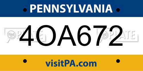 4OA672 Pennsylvania License Plate