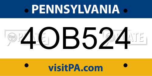 4OB524 Pennsylvania License Plate