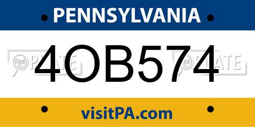4OB574 Pennsylvania License Plate