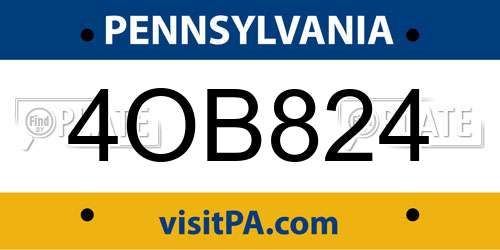 4OB824 Pennsylvania License Plate