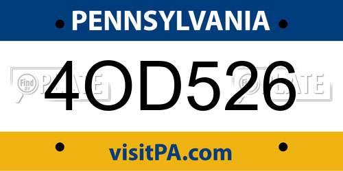 4OD526 Pennsylvania License Plate