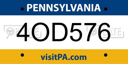 4OD576 Pennsylvania License Plate