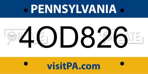 4OD826 Pennsylvania License Plate