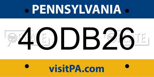4ODB26 Pennsylvania License Plate