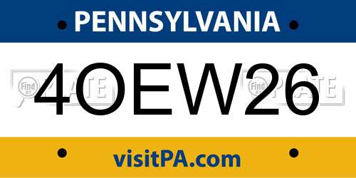 4OEW26 Pennsylvania License Plate