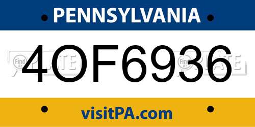 4OF6936 Pennsylvania License Plate