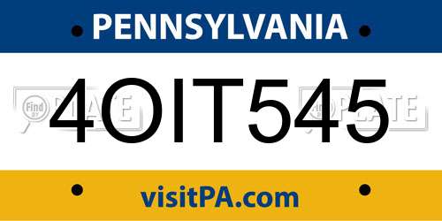 4OIT545 Pennsylvania License Plate