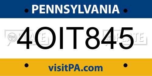 4OIT845 Pennsylvania License Plate