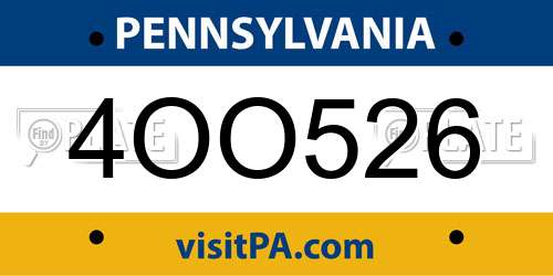 4OO526 Pennsylvania License Plate