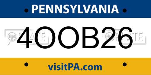 4OOB26 Pennsylvania License Plate