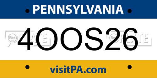 4OOS26 Pennsylvania License Plate