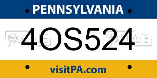4OS524 Pennsylvania License Plate
